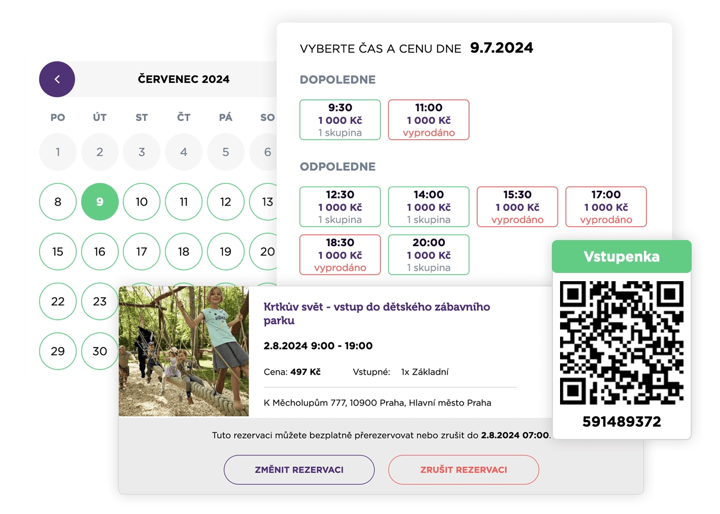 Online rezervace 24/7 — kalendář s dostupnými termíny